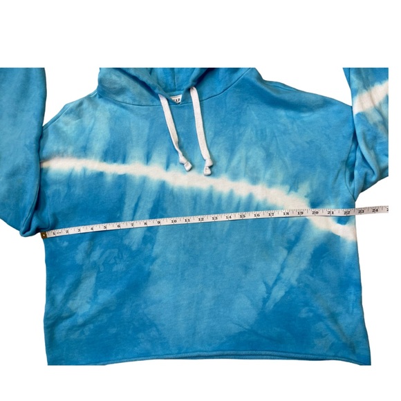 GAP Tie-Dye Cropped Raw Edge Blue White Hoodie Sweatshirt – Size Small - Picture 5 of 13